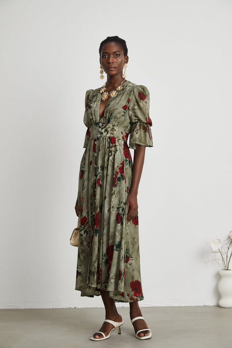 Mélisande floralprint Vneck midi dress