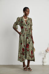 Mélisande floralprint Vneck midi dress
