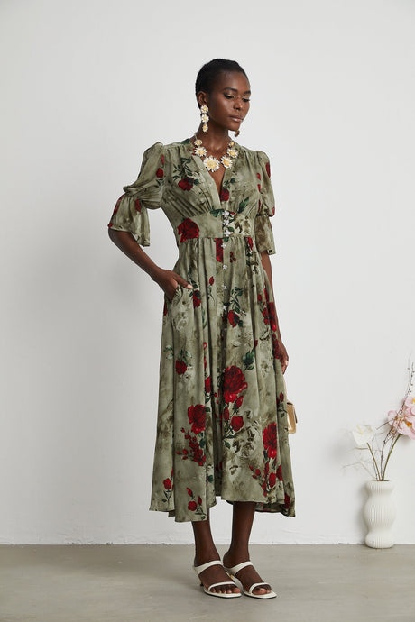 Mélisande floralprint Vneck midi dress