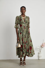 Mélisande floralprint Vneck midi dress