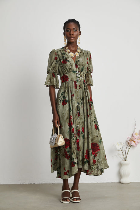 Mélisande floralprint Vneck midi dress