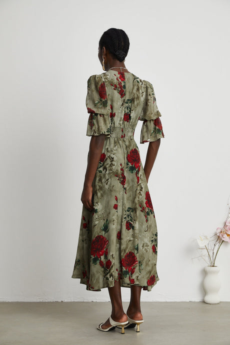 Mélisande floralprint Vneck midi dress