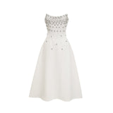 Melisande white embellished midi dress