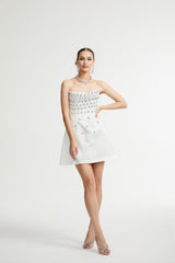 Melisande white embellished mini dress