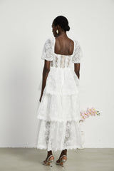 Mélisande white lace tiered maxi dress