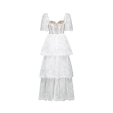 Mélisande white lace tiered maxi dress