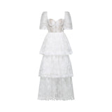 Mélisande white lace tiered maxi dress