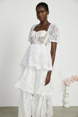 Mélisande white lace tiered maxi dress