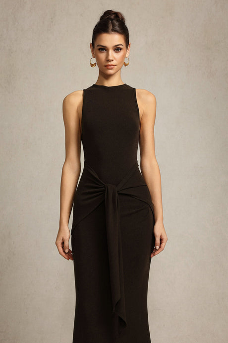 Melissa Brown Elegant Sophistication Sleeveless High Neckline Formal Dress