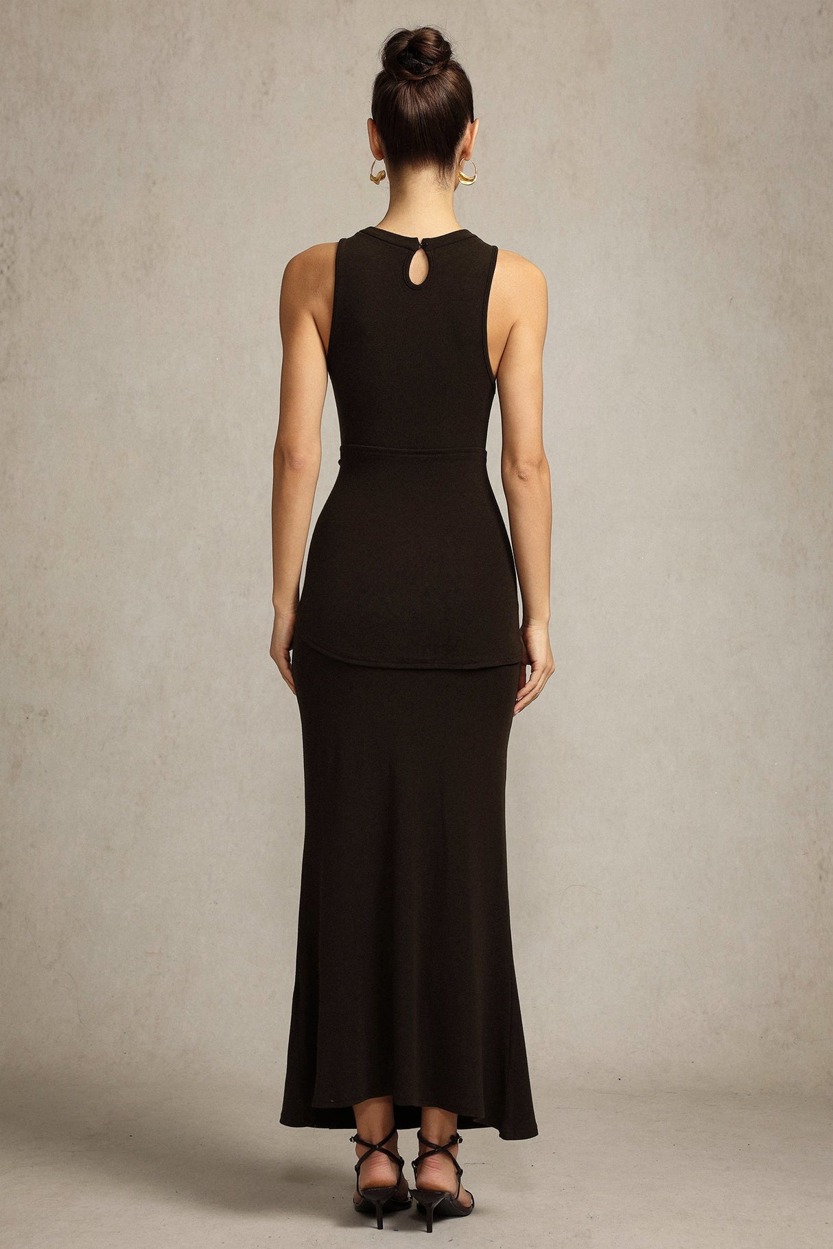 Melissa Brown Elegant Sophistication Sleeveless High Neckline Formal Dress