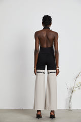 Melissa Floral Top Backless Halterneck Asymmetric Hem