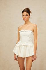 Melissa Mini Dress White Bowknot Crystal Detailing