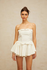 Melissa Mini Dress White Bowknot Crystal Detailing