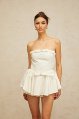 Melissa Mini Dress White Bowknot Crystal Detailing