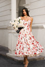 Melissa White Floral Maxi Dress Sweetheart Neckline Spaghetti Straps Lightweight Fabric Special Occasions