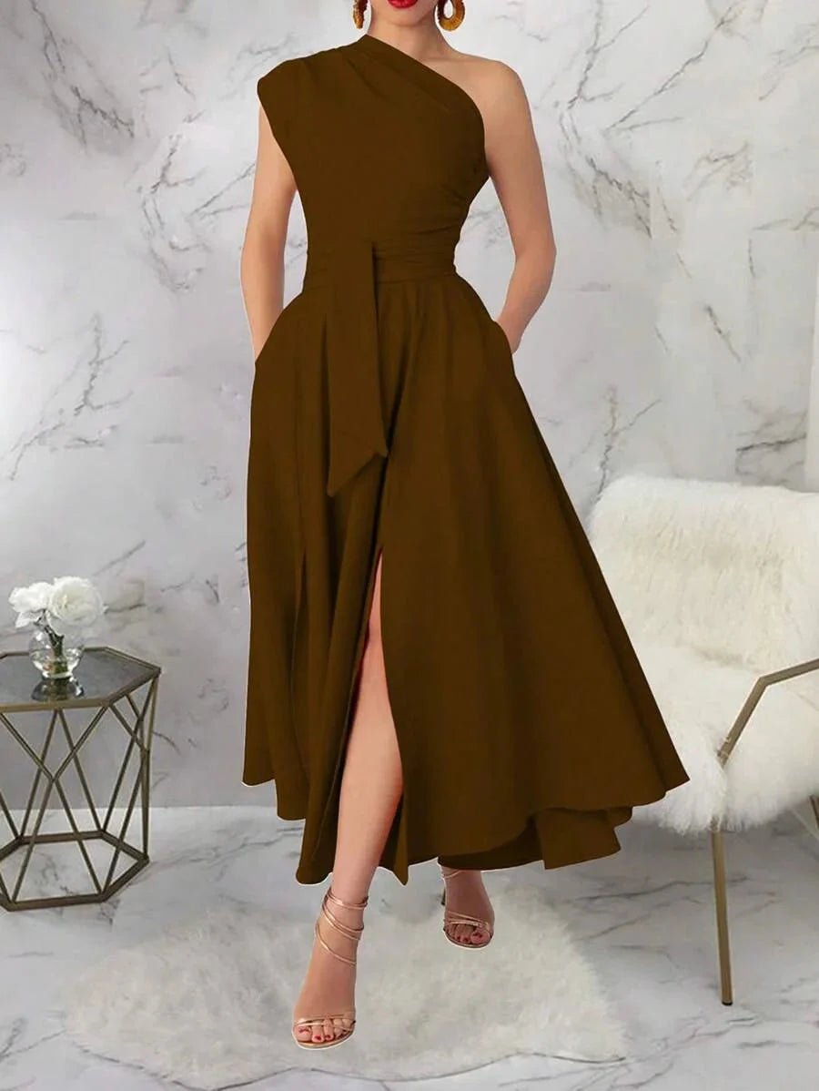 Mia Maxi Dress - Style Party Style - Slim Fit - Cut Out, Ruched, Zipper - Hem Shaped Mermaid - Length Midi Length - Neckline Strapless