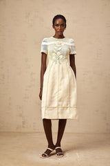 Michaela Midi Dress White Neutrals Floral Embroidery Openwork A - line