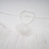Michela Mini Dress White Floral Appliqu Halter Puff Sleeves Open Back