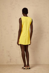 Michela Mini Dress Yellow Sequin Floral Embroidered