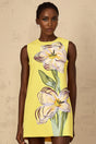 Michela Mini Dress Yellow Sequin Floral Embroidered