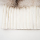 Michelina Jacket White Brown Faux Fur Ribbed Knit & Frayed Edge