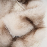 Michelina Jacket White Brown Faux Fur Ribbed Knit & Frayed Edge