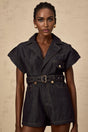 Michelle Denim Blue Belted Playsuit