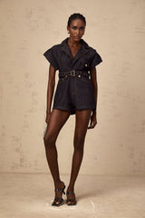 Michelle Denim Blue Belted Playsuit