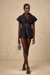 Michelle Denim Blue Belted Playsuit