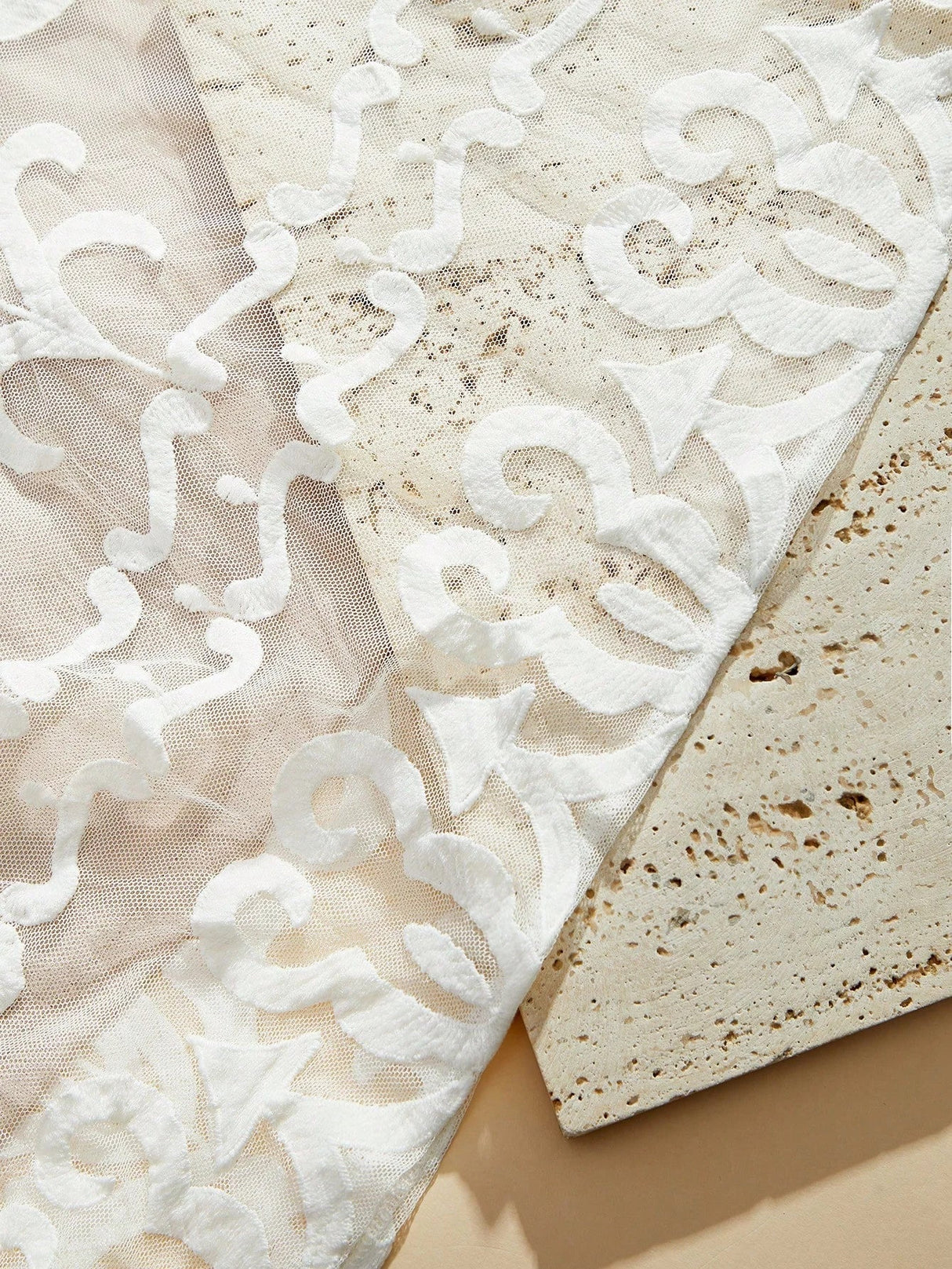 Midi Dress - Stand Collar - Bishop Sleeve - High Waist - Plants Print - Elegant