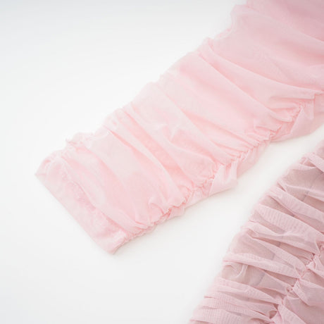 Mikayla Midi Dress Pink Sweetheart Puff Sleeve Open Back Zip