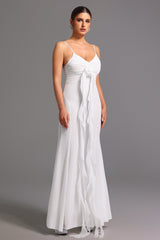 Milena White Floral Maxi Dress V Neckline Spaghetti Straps