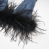 Milia feather denim top  skirt matching set