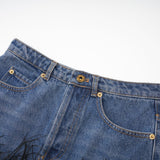 Milia feather denim top  skirt matching set