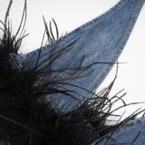 Milia feather denim top  skirt matching set