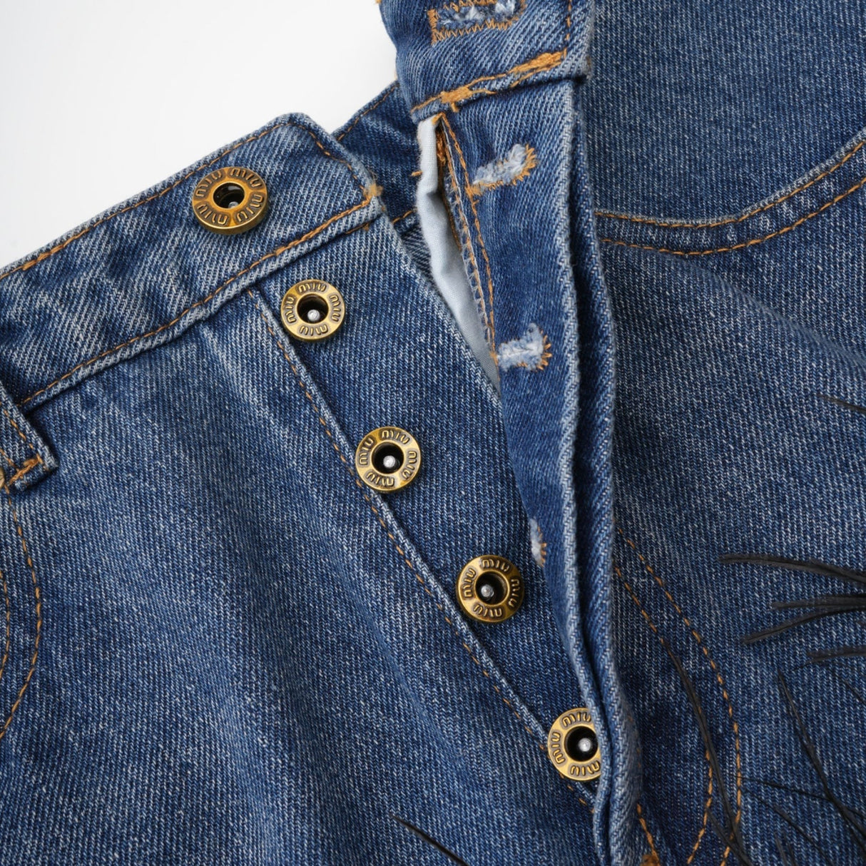 Milia feather denim top  skirt matching set