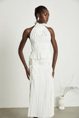 Milisent openback pleated top  skirt matching set