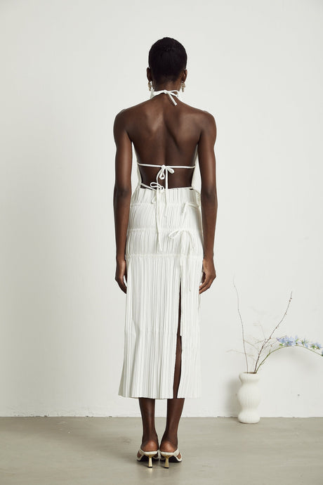 Milisent openback pleated top  skirt matching set