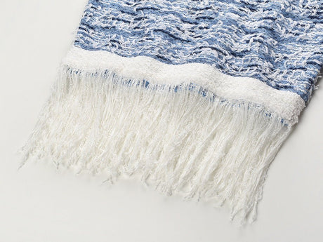 Mini Dress - Tailored Fit - Textured Pattern - Chic Fringe Hem - Form - Fitting Silhouette - Statement Gold Buttons