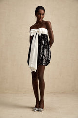 Minikleid mit Pailletten und Schleife in Farbblockdesign namens Candice