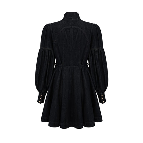 Mirabel darkblue contraststitch denim mini dress
