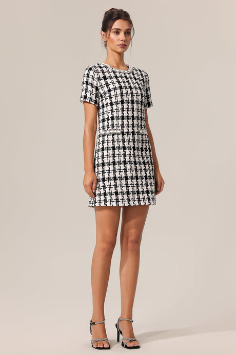 Miracle Black Check Pattern Mini Dress