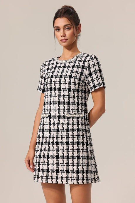 Miracle Black Check Pattern Mini Dress