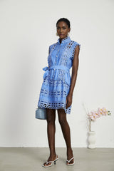 Mireille blue cutout belted mini dress