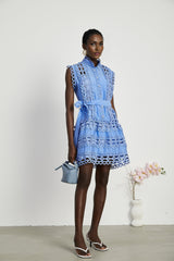 Mireille blue cutout belted mini dress