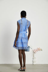 Mireille blue cutout belted mini dress
