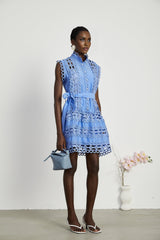 Mireille blue cutout belted mini dress