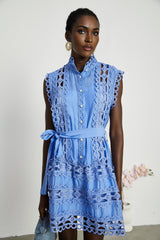 Mireille blue cutout belted mini dress