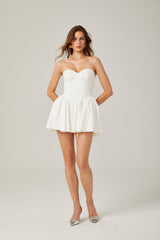Mireille white bustier pleated mini dress