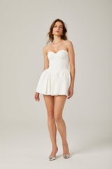 Mireille white bustier pleated mini dress